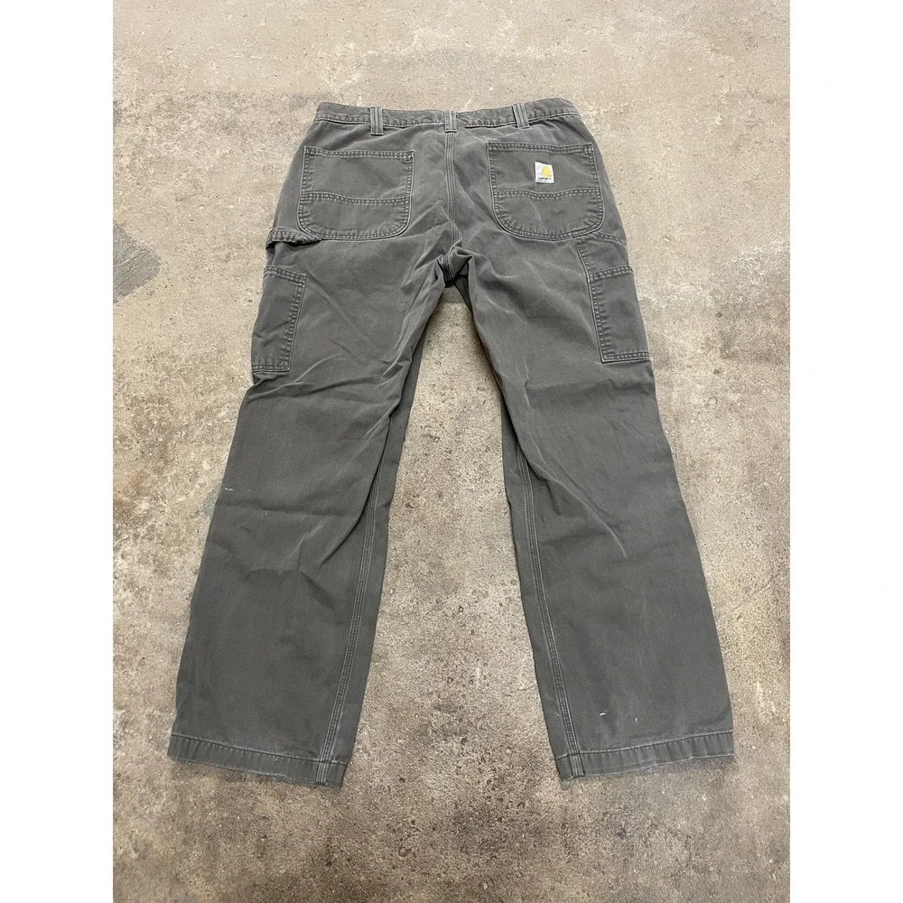 Carhartt Pants Mens 36x30 Gray Relaxed‎ Fit Canvas Carpenter Work B324-DFE